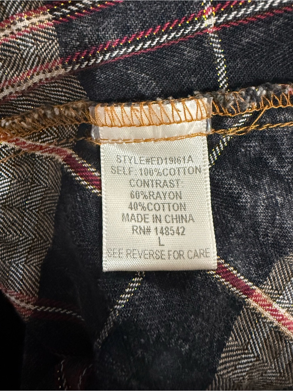 Aratta Plaid Trench Coat - Black & Cream with metallic threads - Picture 7 of 7